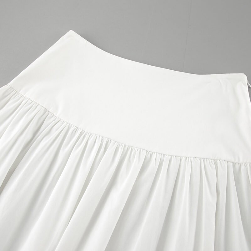 Fall White Cotton Long Skirt - Image 6