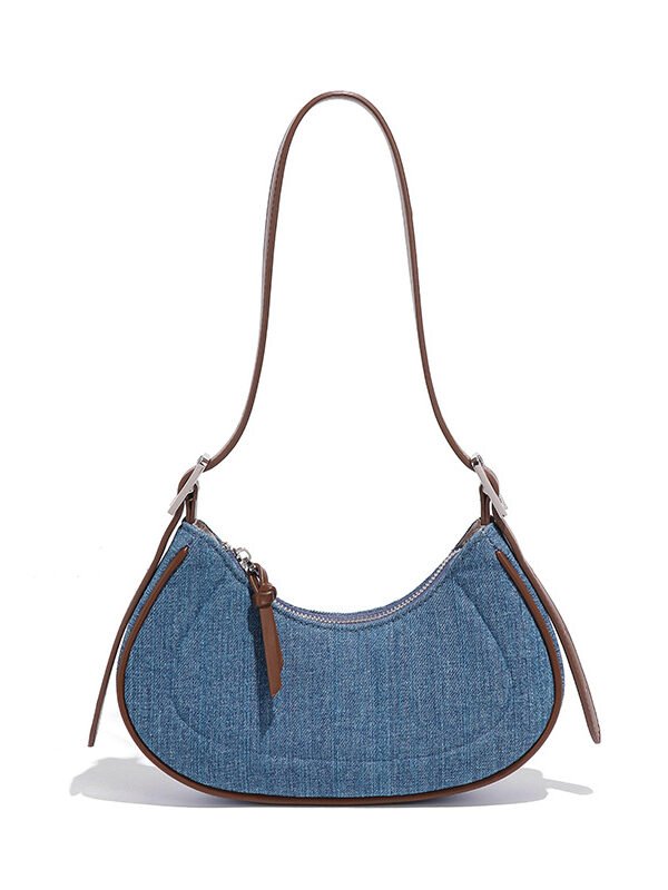 Denim Crescent Handbag