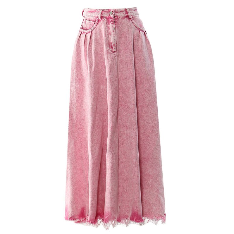 Pretty in Pink Long Denim Skirt - Image 2