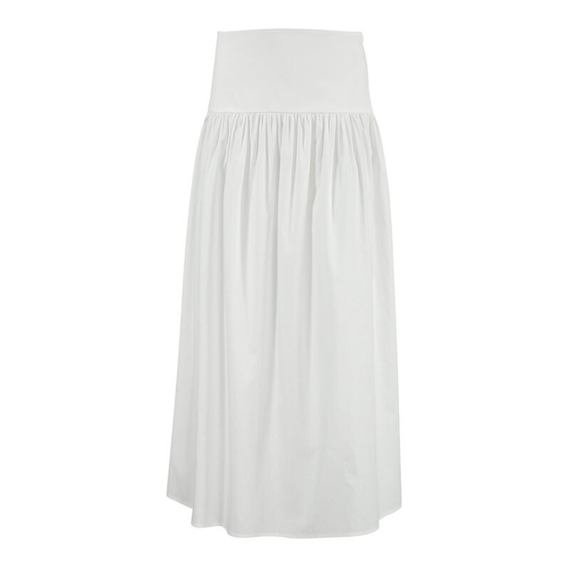 Fall White Cotton Long Skirt - Image 5