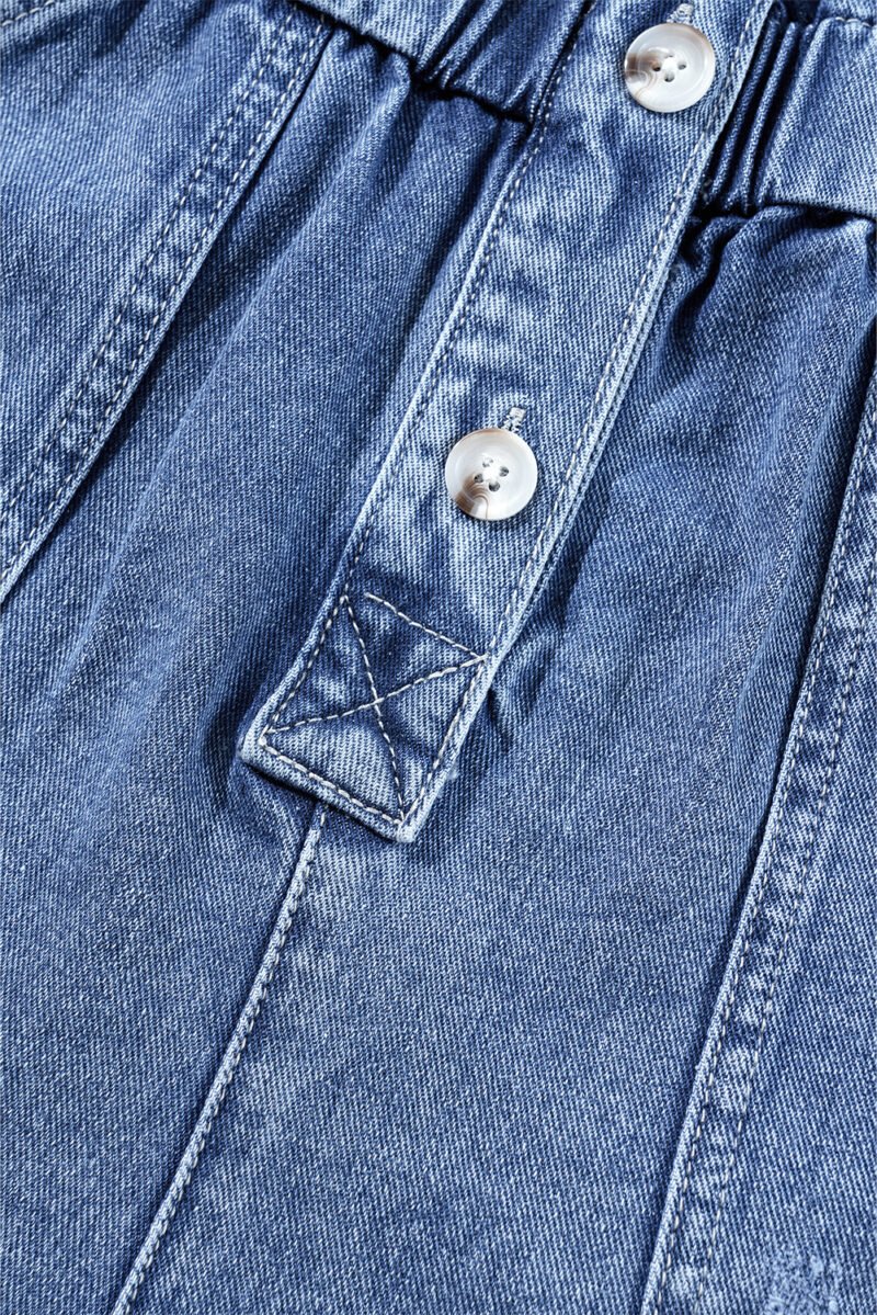 Buttoned Folded Edge Denim Romper - Image 13