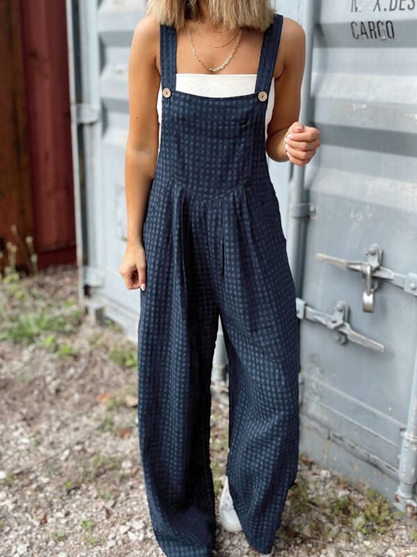 Sail Blue Plaid Print Overall