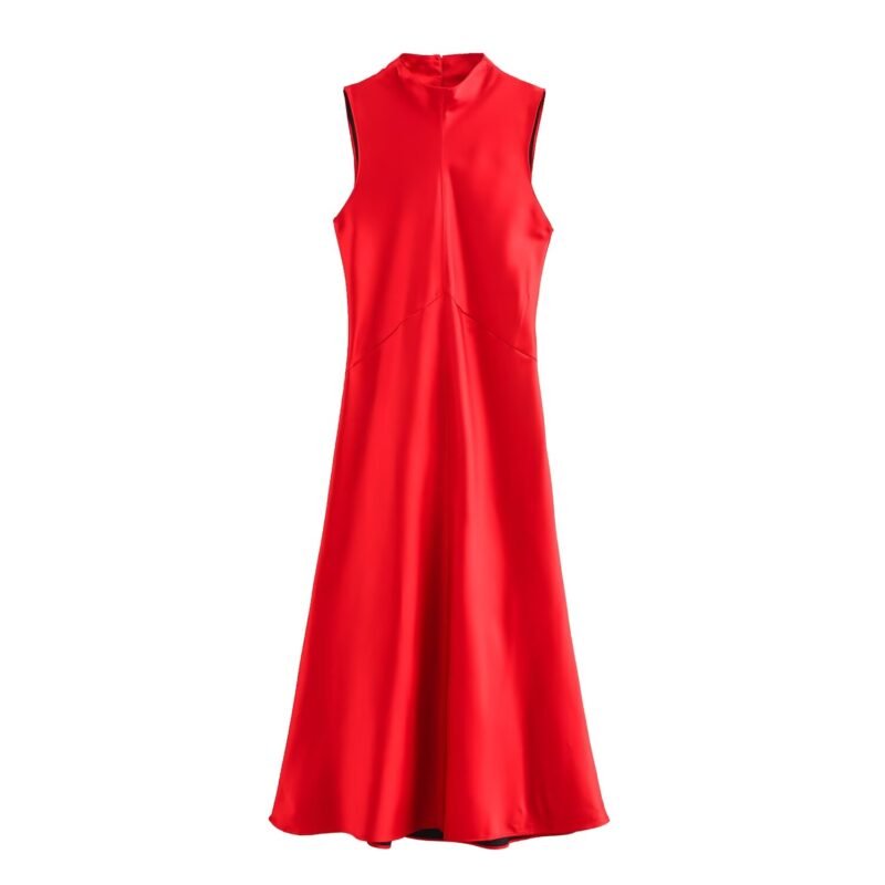 Red Wine Satin Dress - Image 2