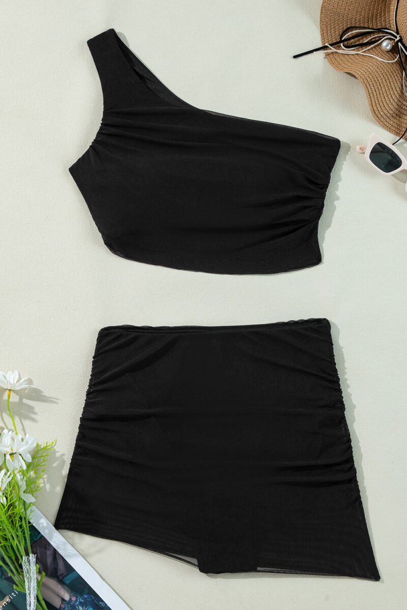 One Shoulder Bikini Top and Skirts Set - Image 6