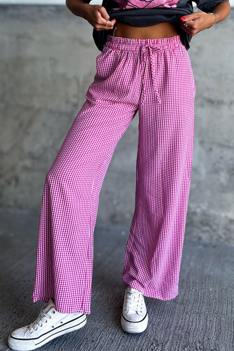 Cupid Pink Plaid Drawstring Pants