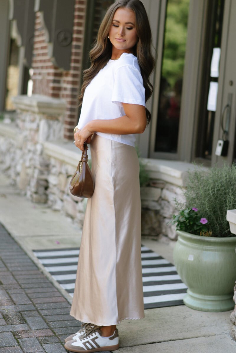 Satin High Waist Maxi Skirt - Image 7