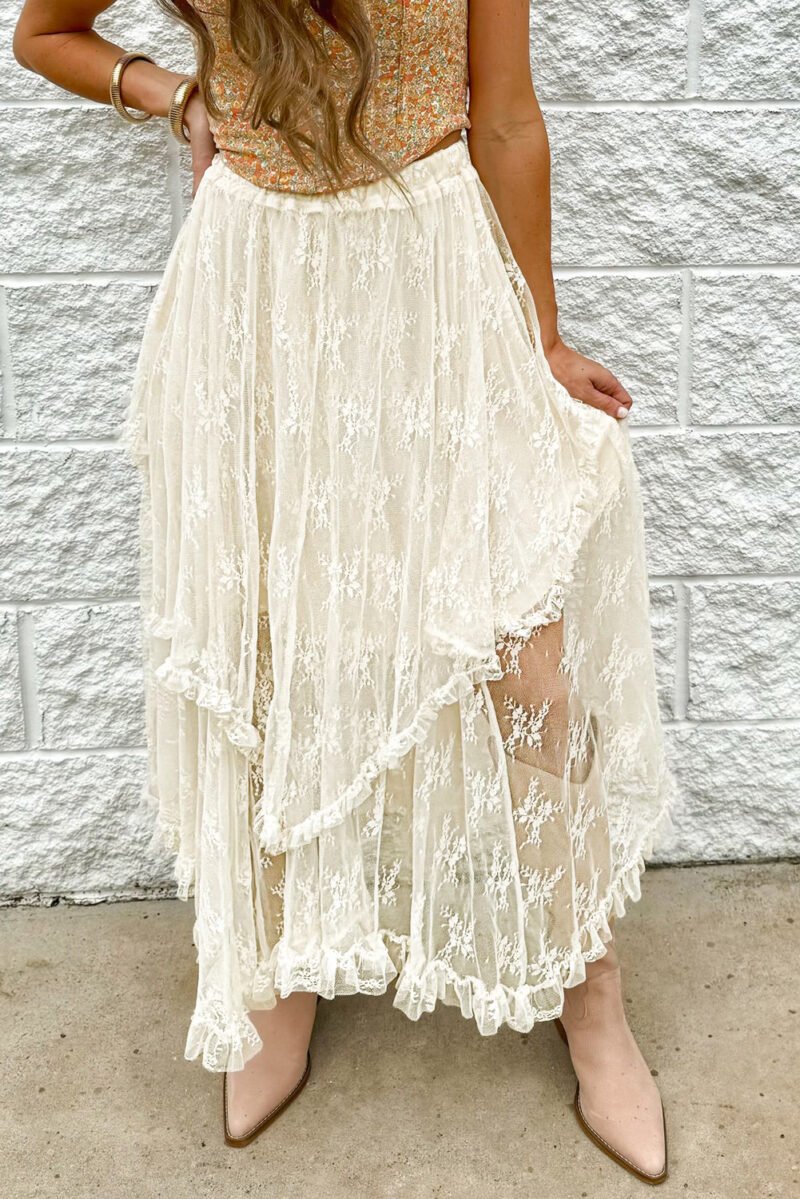 Cascading Lace Maxi Skirt