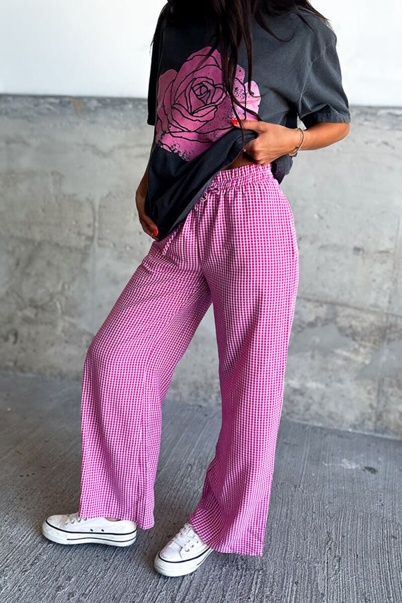 Cupid Pink Plaid Drawstring Pants - Image 3