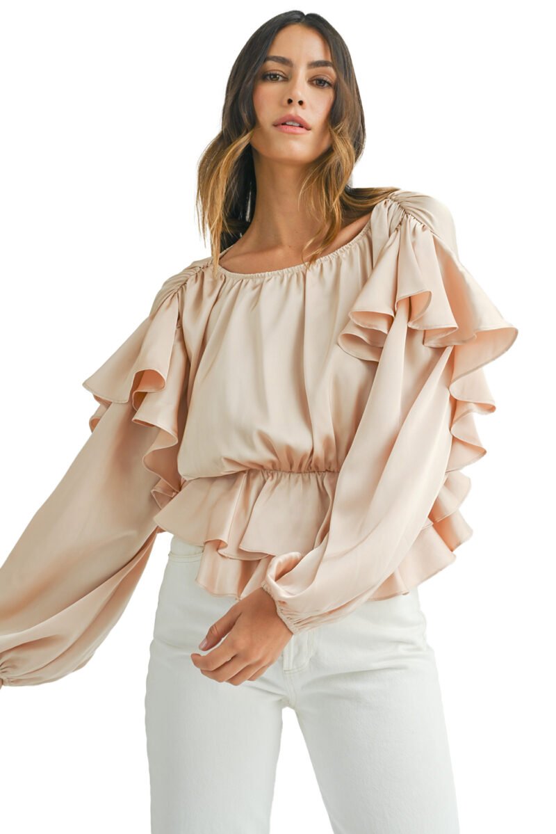 Keyhole Ruffled Peplum Blouse - Image 15