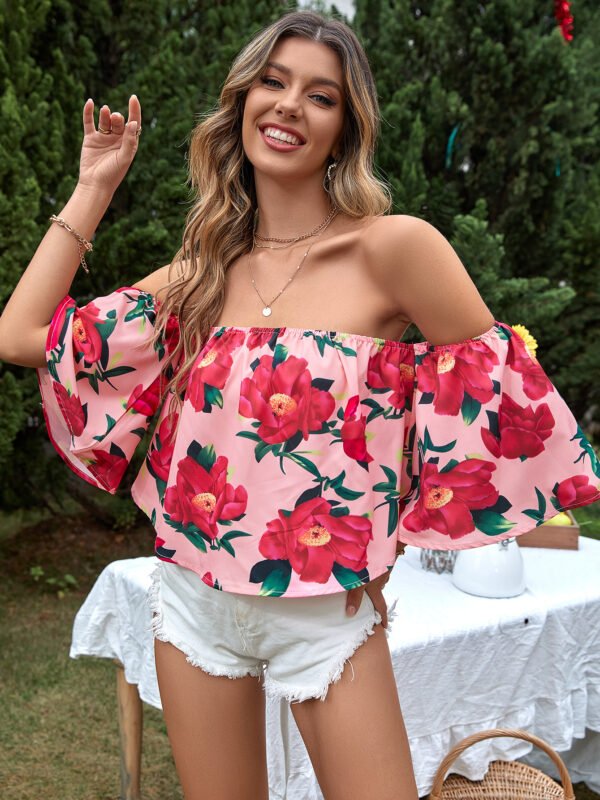 Peonies off Shoulder Shirt