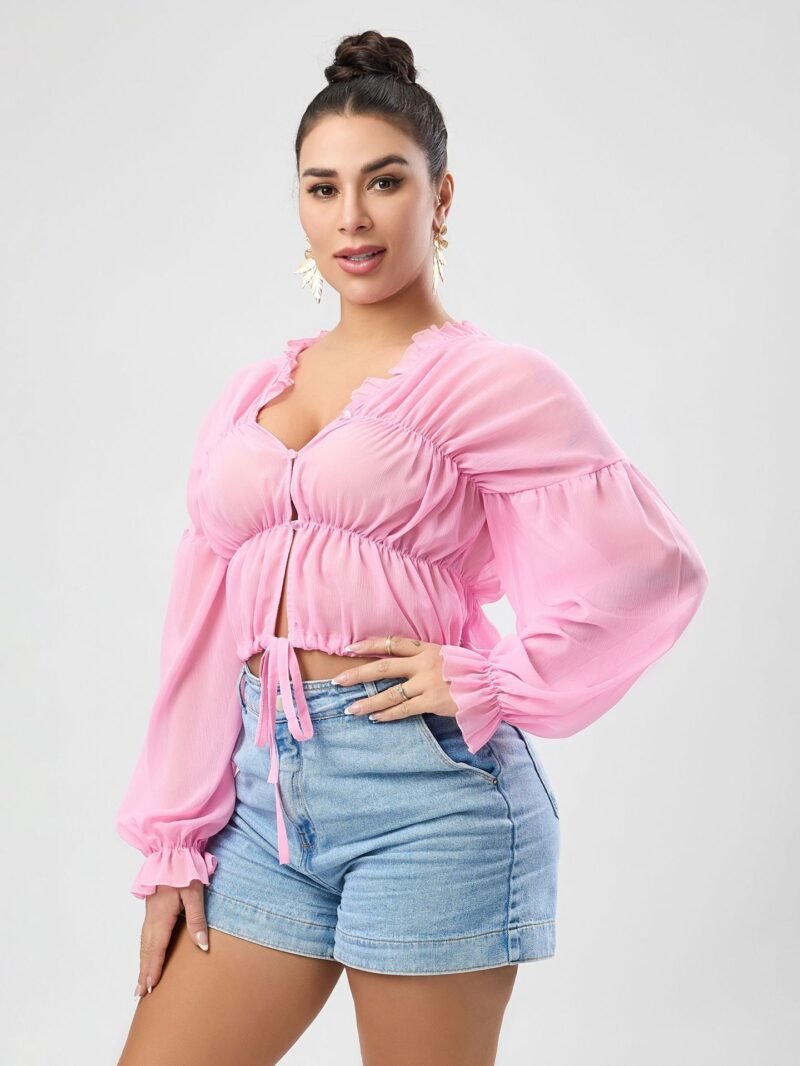 Chiffon Shift Bell Sleeve Top - Image 5