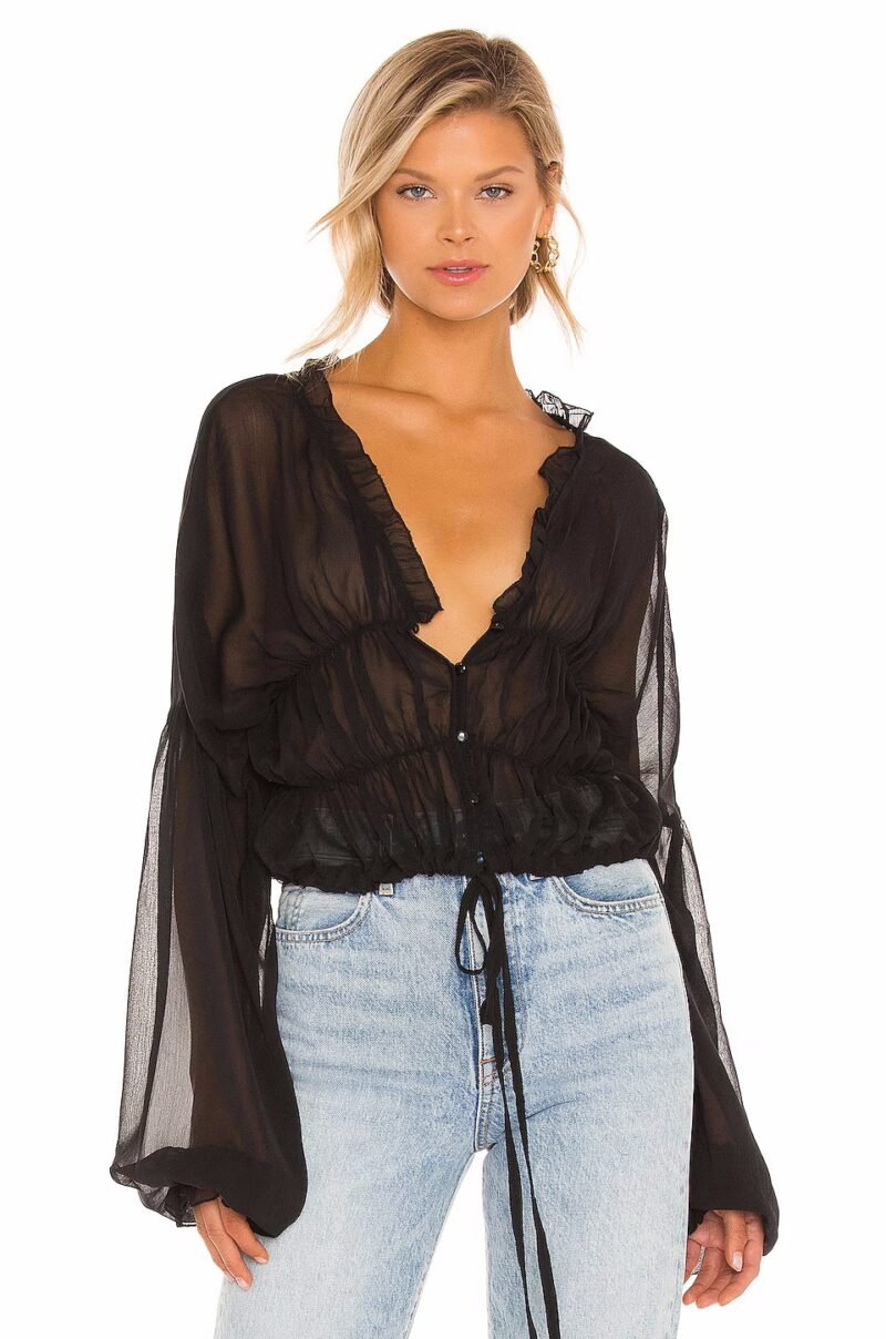 Chiffon Shift Bell Sleeve Top - Image 8