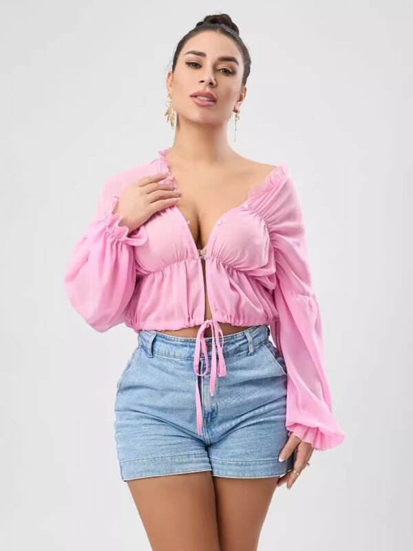 Chiffon Shift Bell Sleeve Top