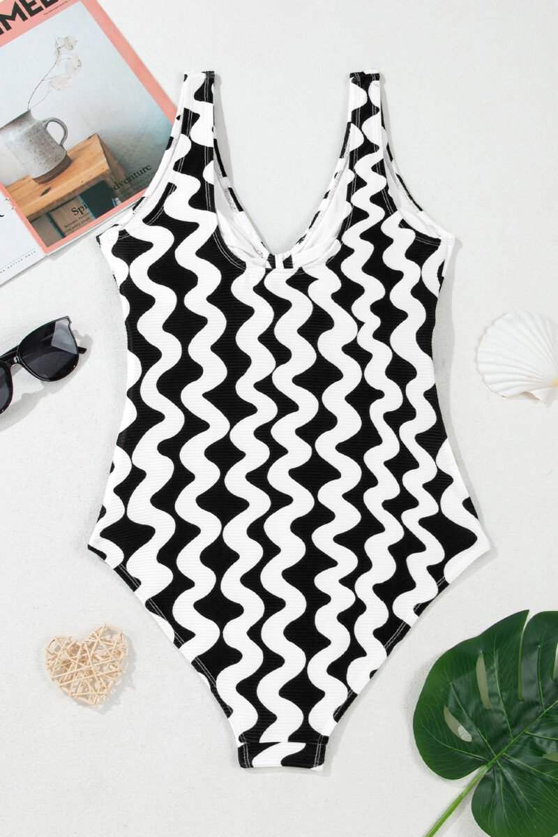 Black Stripe Ricrac One Piece Swimsuit - Image 7