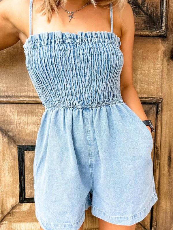 Summer's Smocked Denim Romper