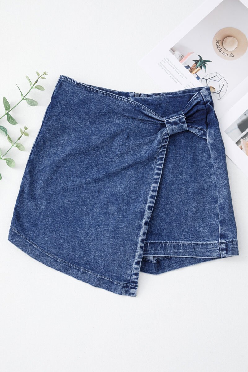 Acid Wash Asymmetric Denim Skort - Image 4