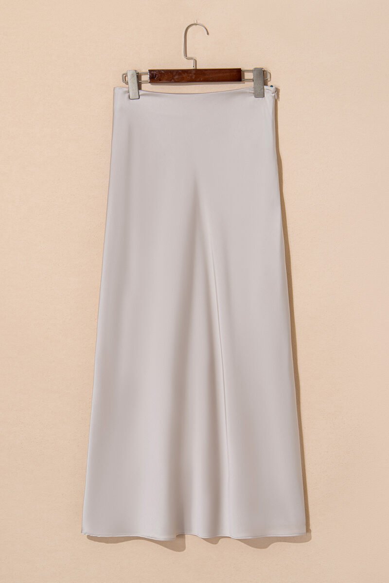 Satin High Waist Maxi Skirt - Image 9