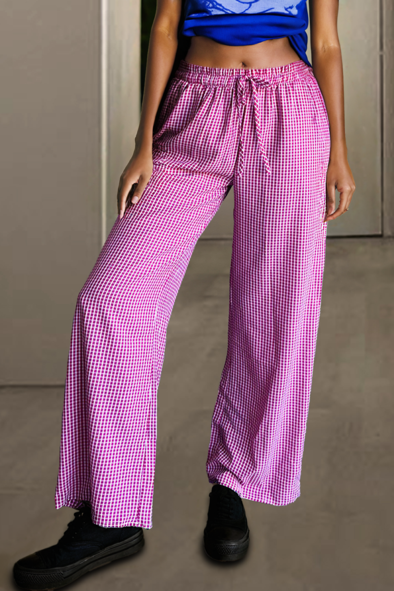 Cupid Pink Plaid Drawstring Pants - Image 7