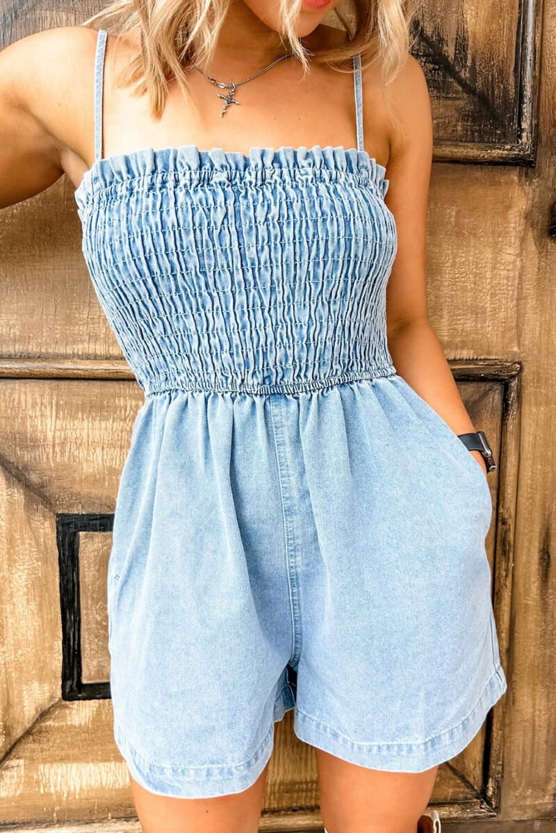 Summer's Smocked Denim Romper