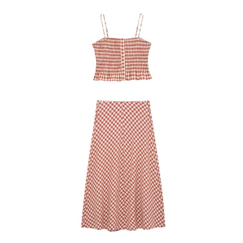 Gingham Spring Skirt Set