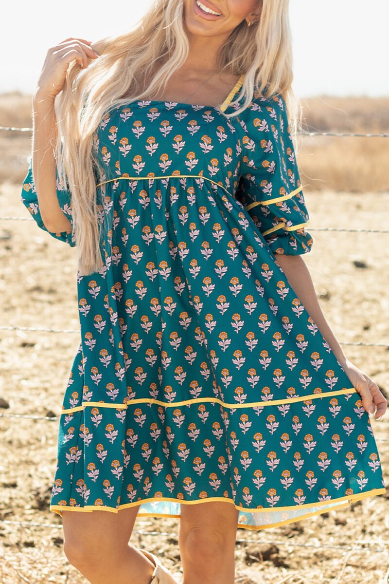Skobeloff Square Neck Puff Sleeve Dress - Image 17