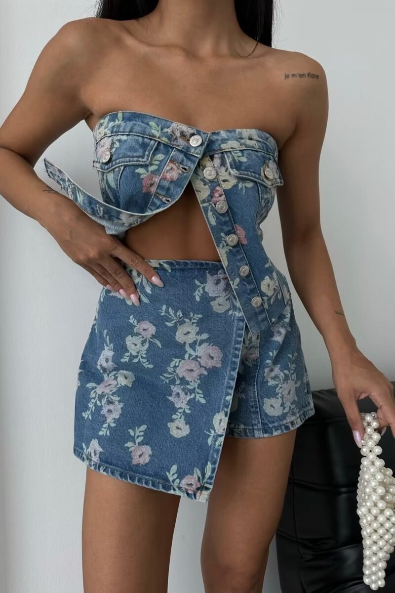 Soft Petals Denim Set