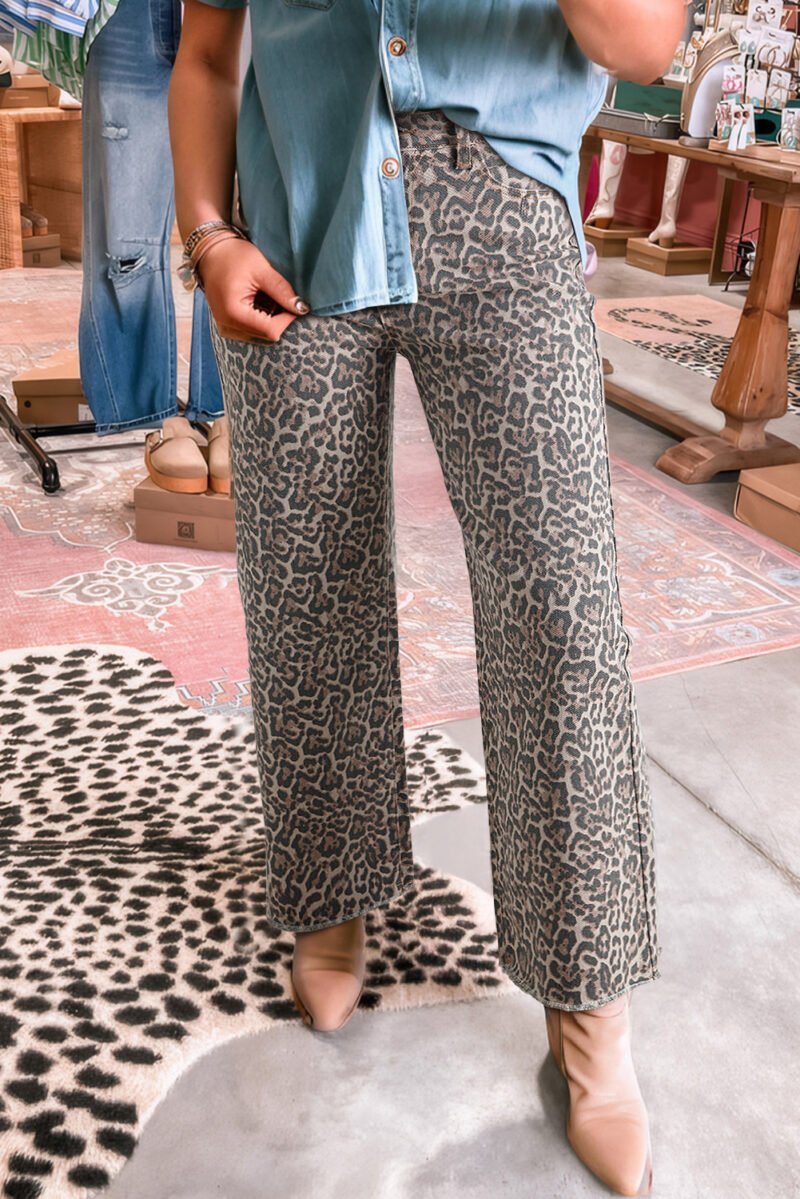 Brown Leopard High Waist Jeans - Image 2