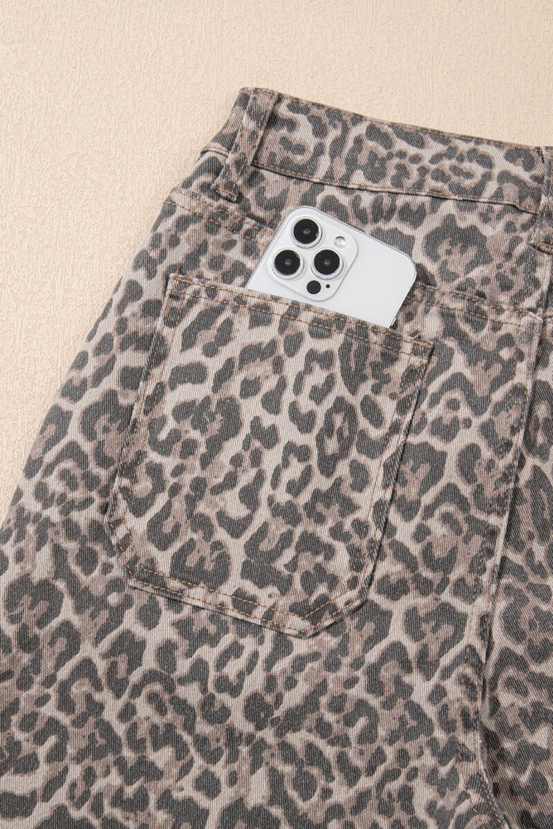 Brown Leopard High Waist Jeans - Image 6