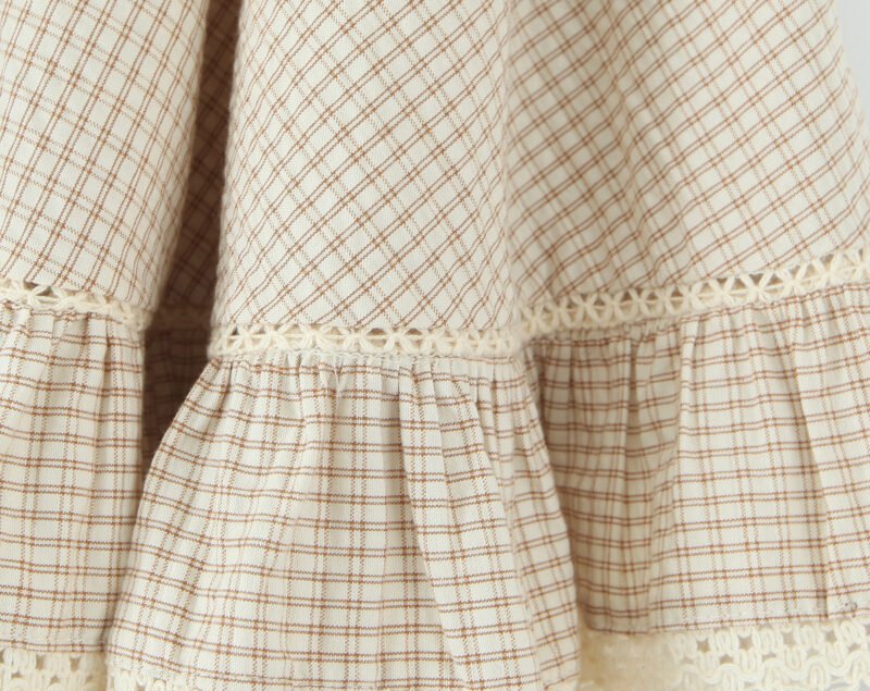 Summer Women French Sexy Retro Plaid Lace Splicing Sling Vest High Waist Skirt Set - Image 13