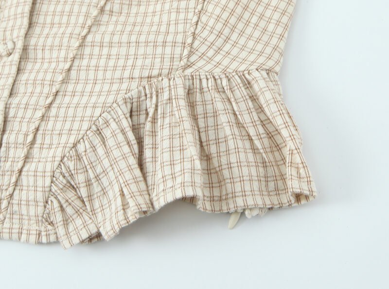 Summer Women French Sexy Retro Plaid Lace Splicing Sling Vest High Waist Skirt Set - Image 8