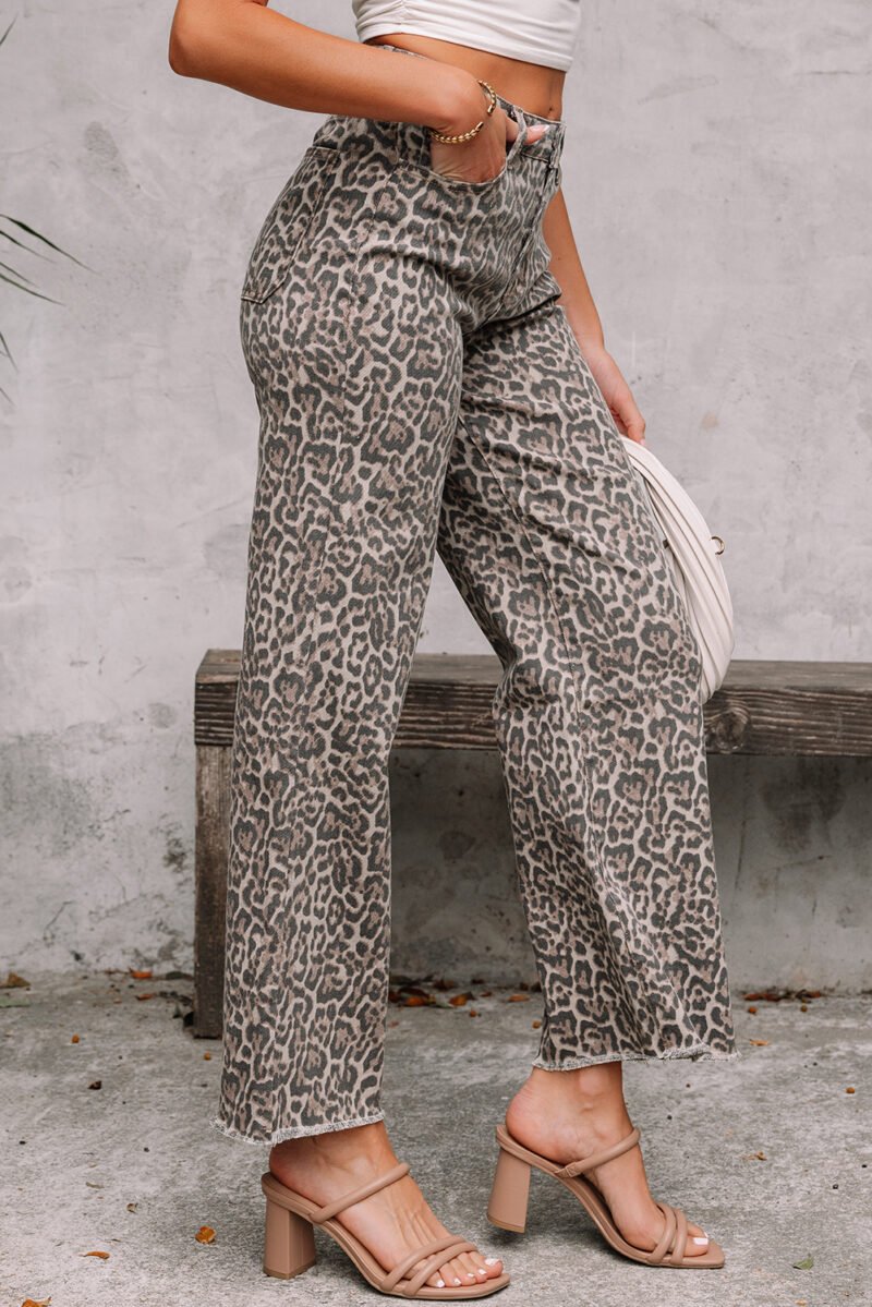 Brown Leopard High Waist Jeans - Image 14