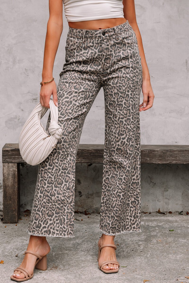 Brown Leopard High Waist Jeans - Image 12