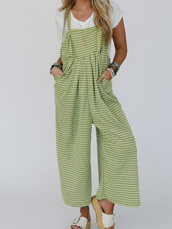 Green Gingham Overalls