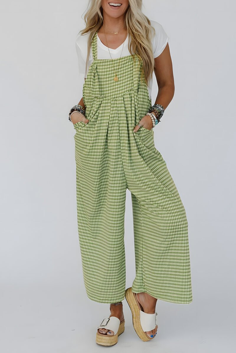 Green Gingham Overalls