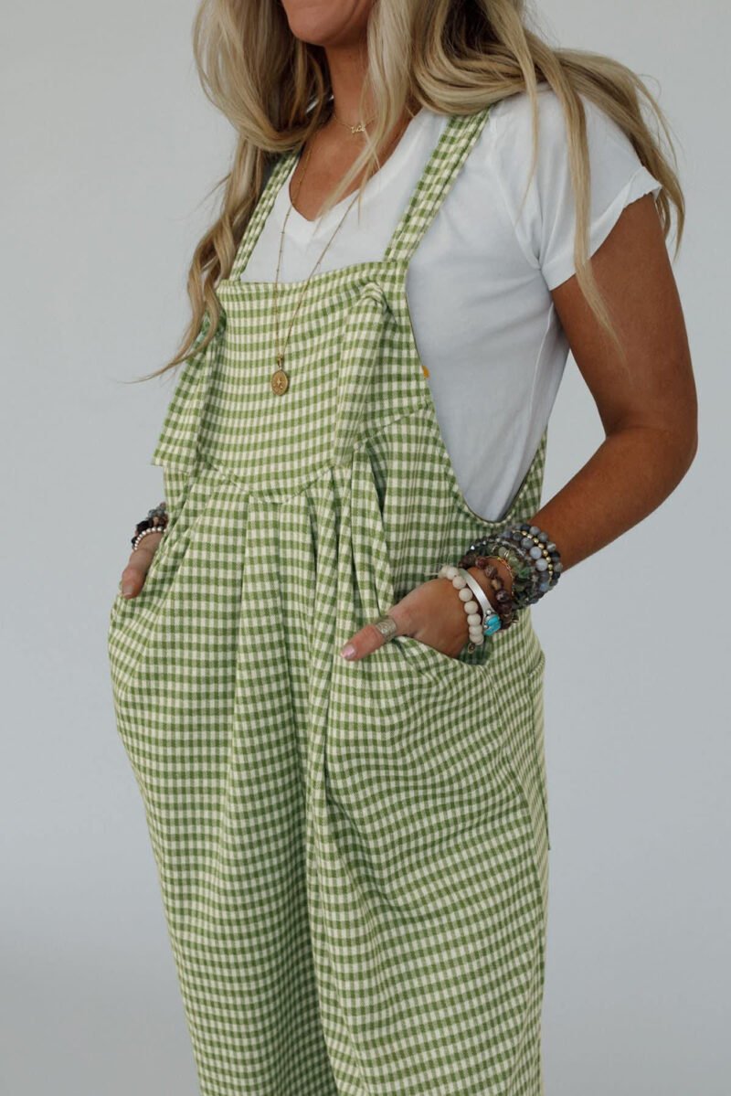 Green Gingham Overalls - Image 3