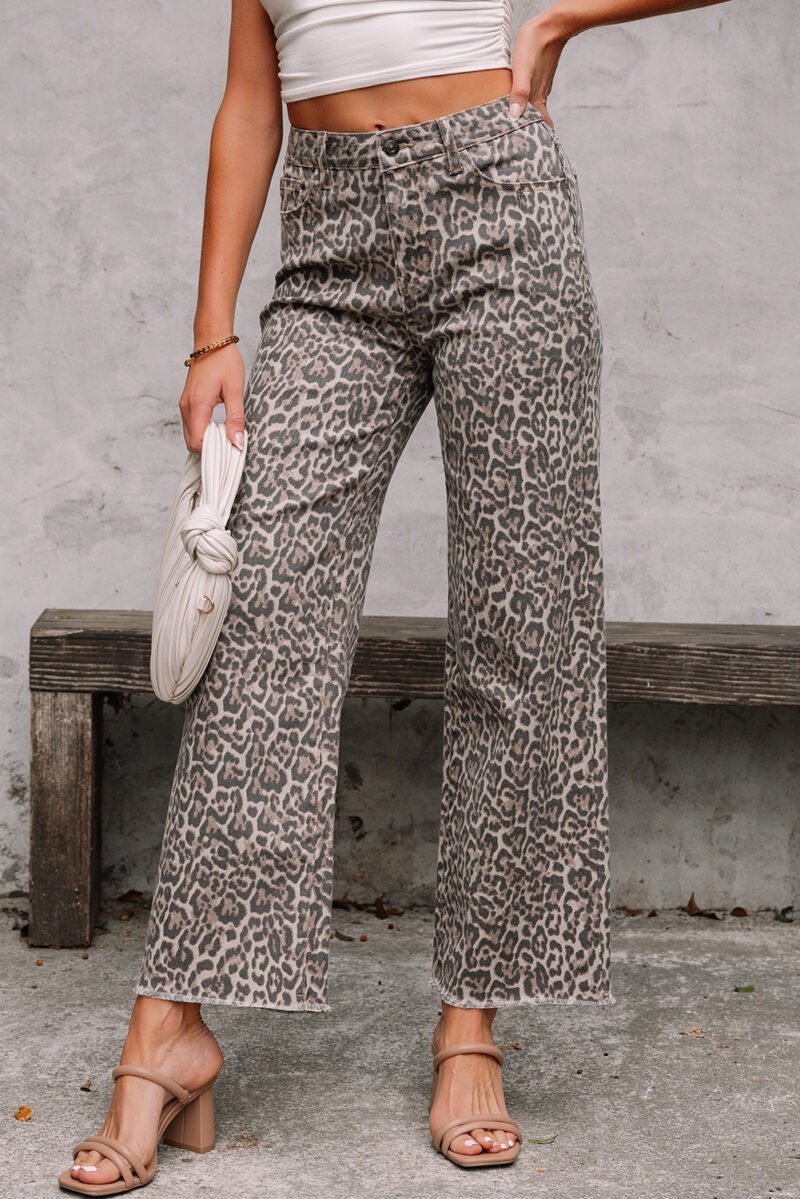 Brown Leopard High Waist Jeans - Image 15