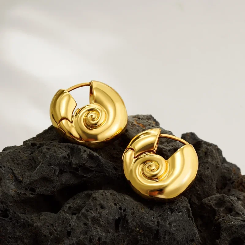 Golden Escargot Hoops - Image 6