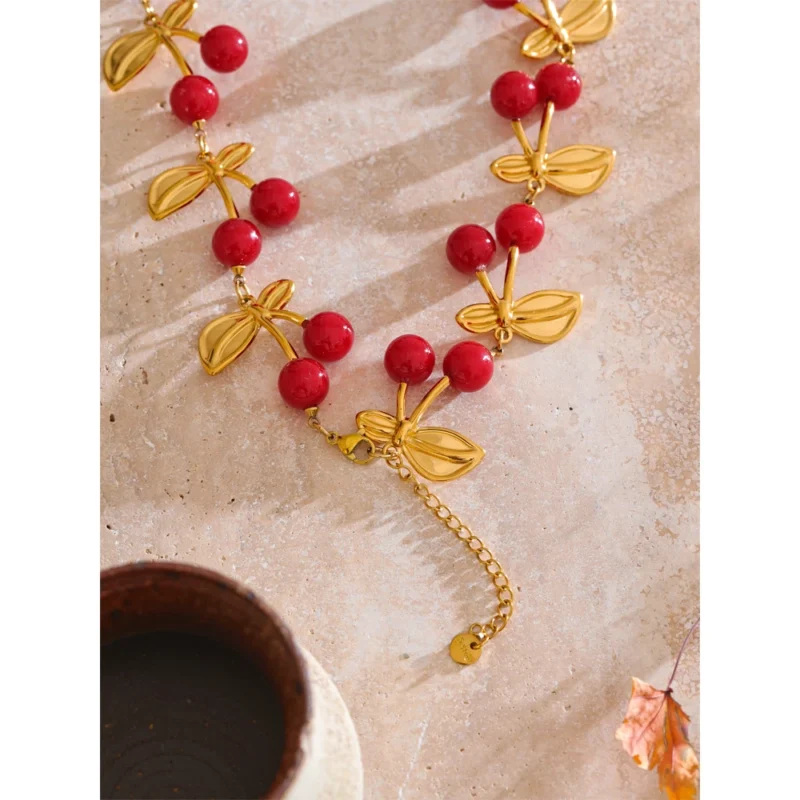 Summer Cherry Chain Necklace - Image 4