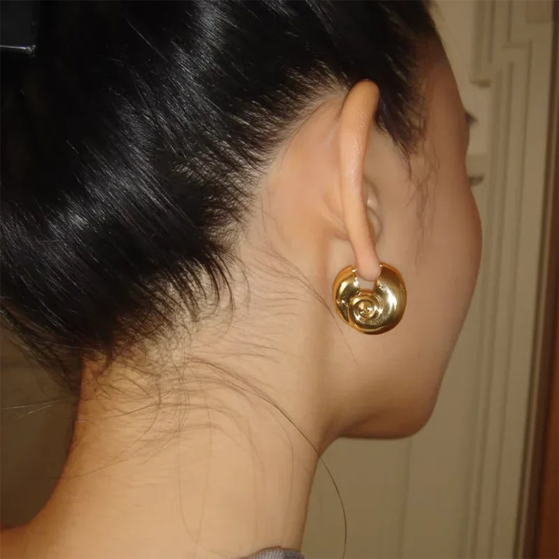 Golden Escargot Hoops - Image 3