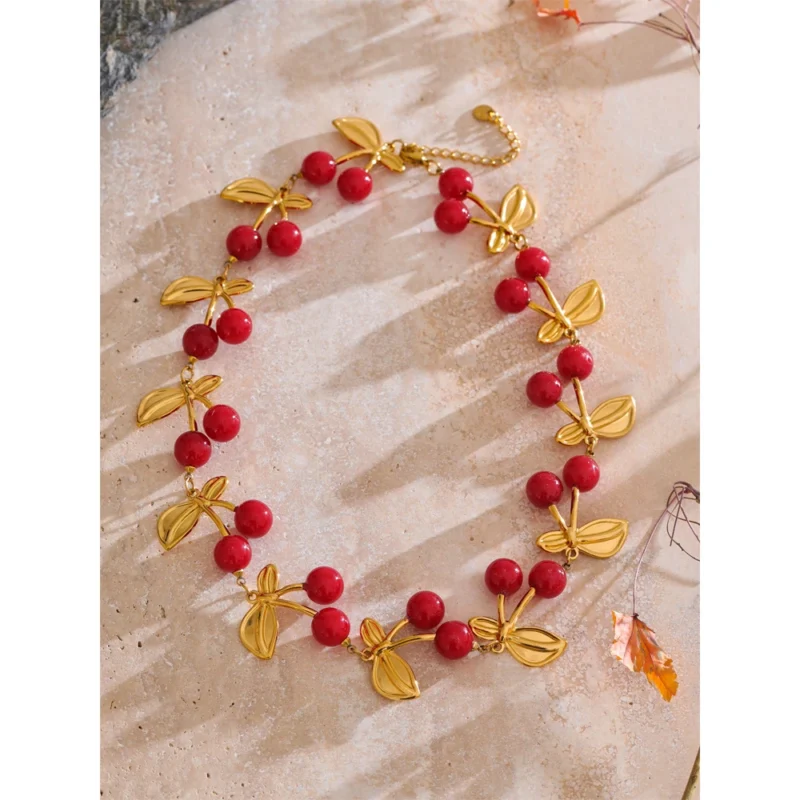 Summer Cherry Chain Necklace - Image 3