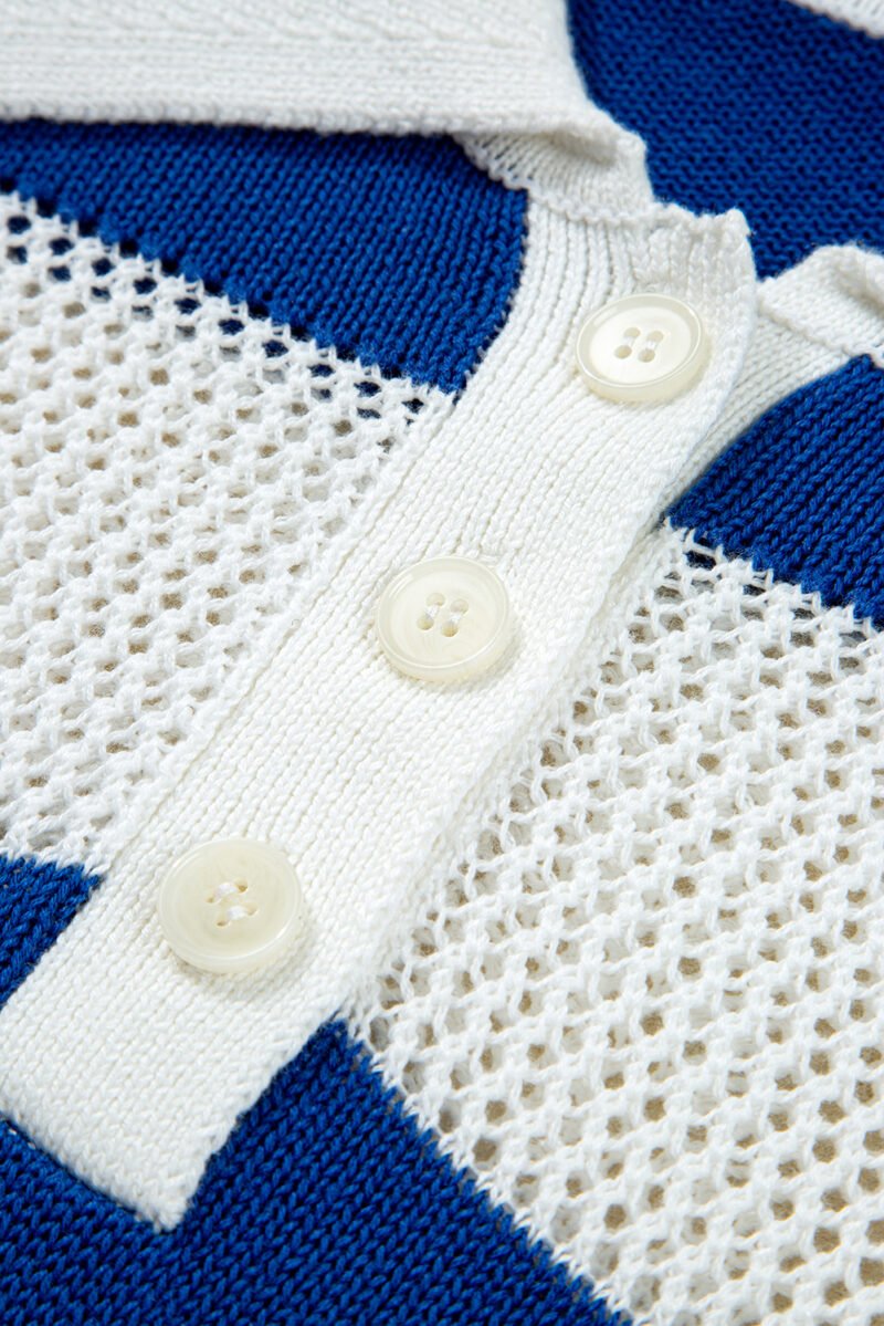 Blue Stripe Polo Knit Sweater - Image 8