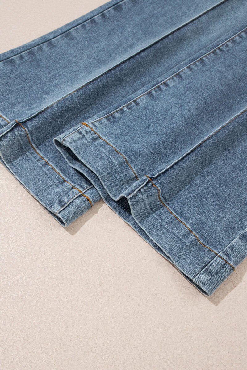 High Waist Piping Bootcut Jeans - Image 11