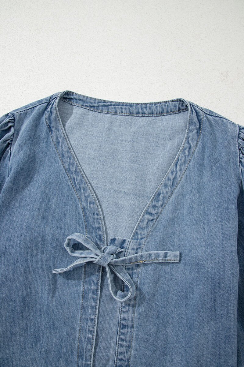 Dusk Puff Sleeve Denim Top - Image 7