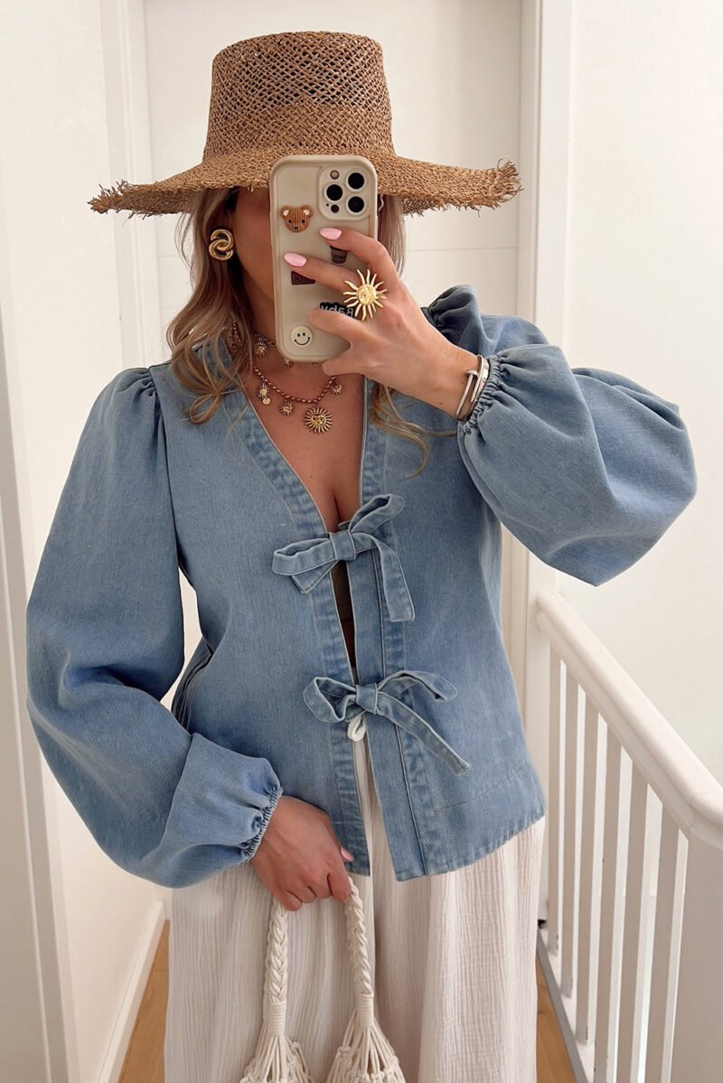 Dusk Puff Sleeve Denim Top - Image 4