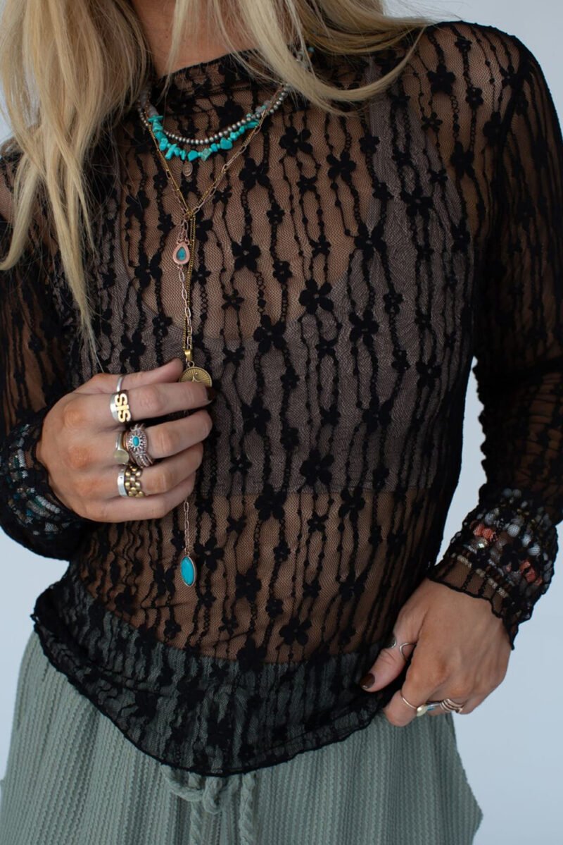 Sheer Floral Lace Top - Image 28