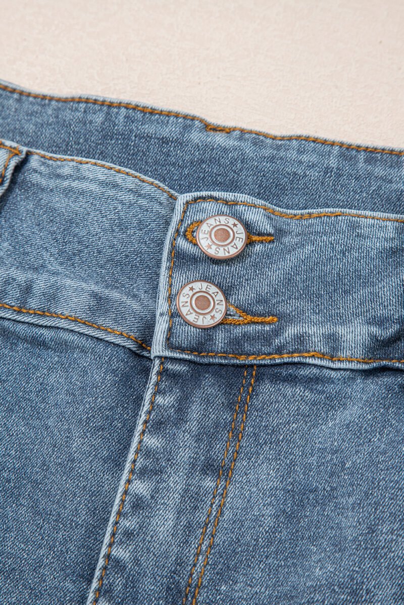High Waist Piping Bootcut Jeans - Image 9