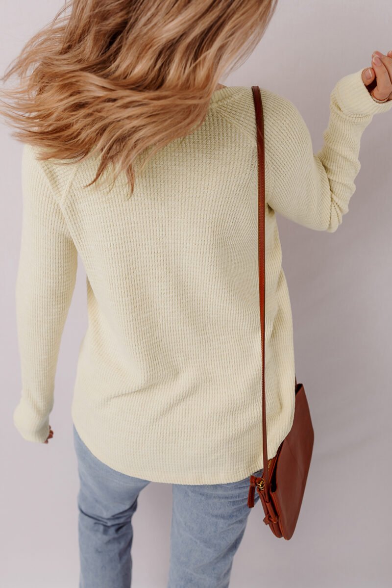 Oatmeal Henley Top - Image 5