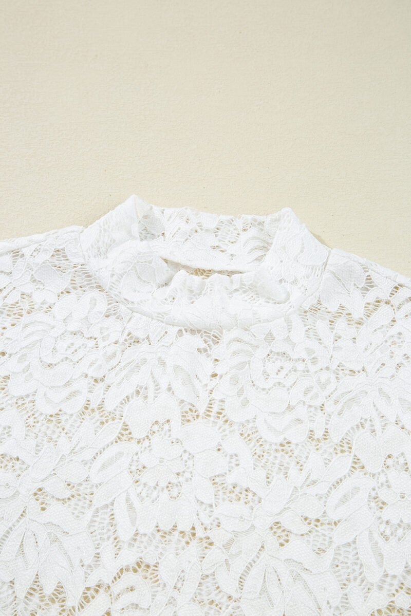 White Lace Bell Sleeve Blouse - Image 3