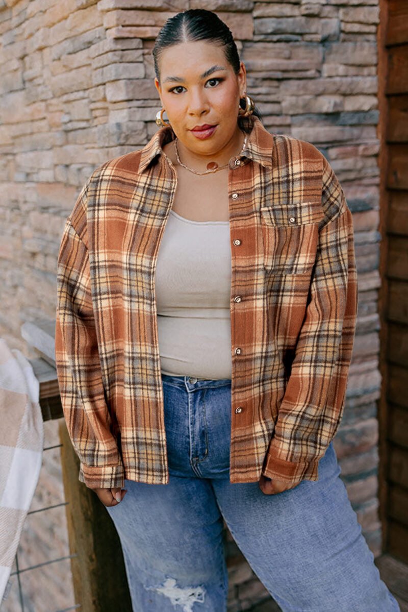 Brown Plaid Shacket - Image 3