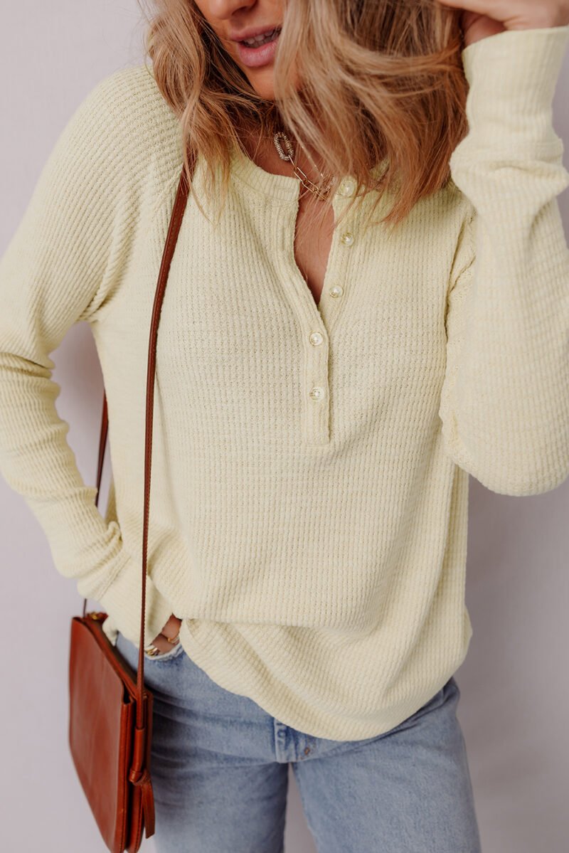 Oatmeal Henley Top - Image 3
